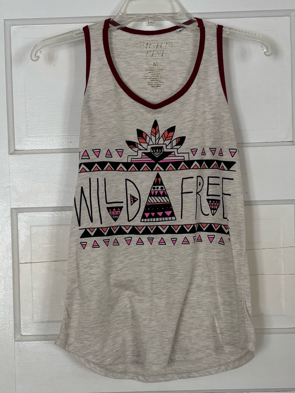 Mighty Fine Cream Tank Top With Burgundy Trim